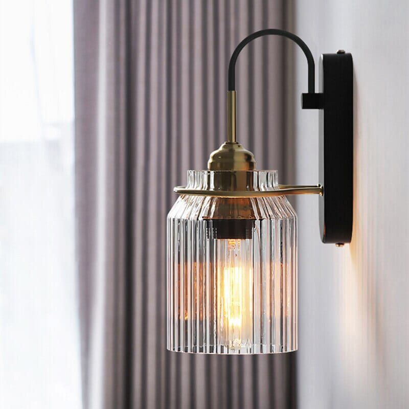 Arden Glass Wall Lamp In Nordic Style With Metal Frame And Aluminum Finish