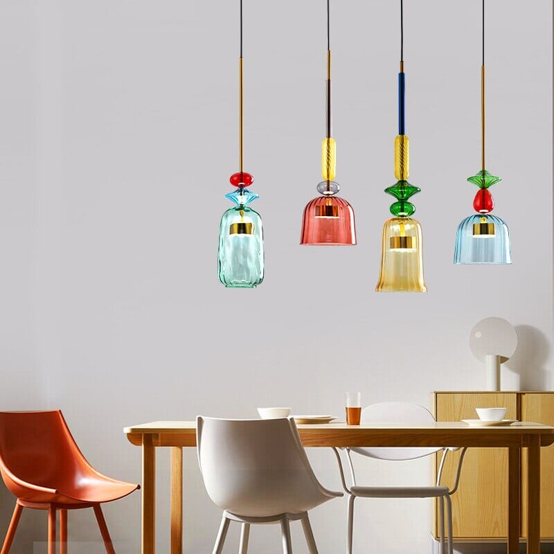 Lyra Candy Pendant Light in Brass and Glass Nordic Inspired