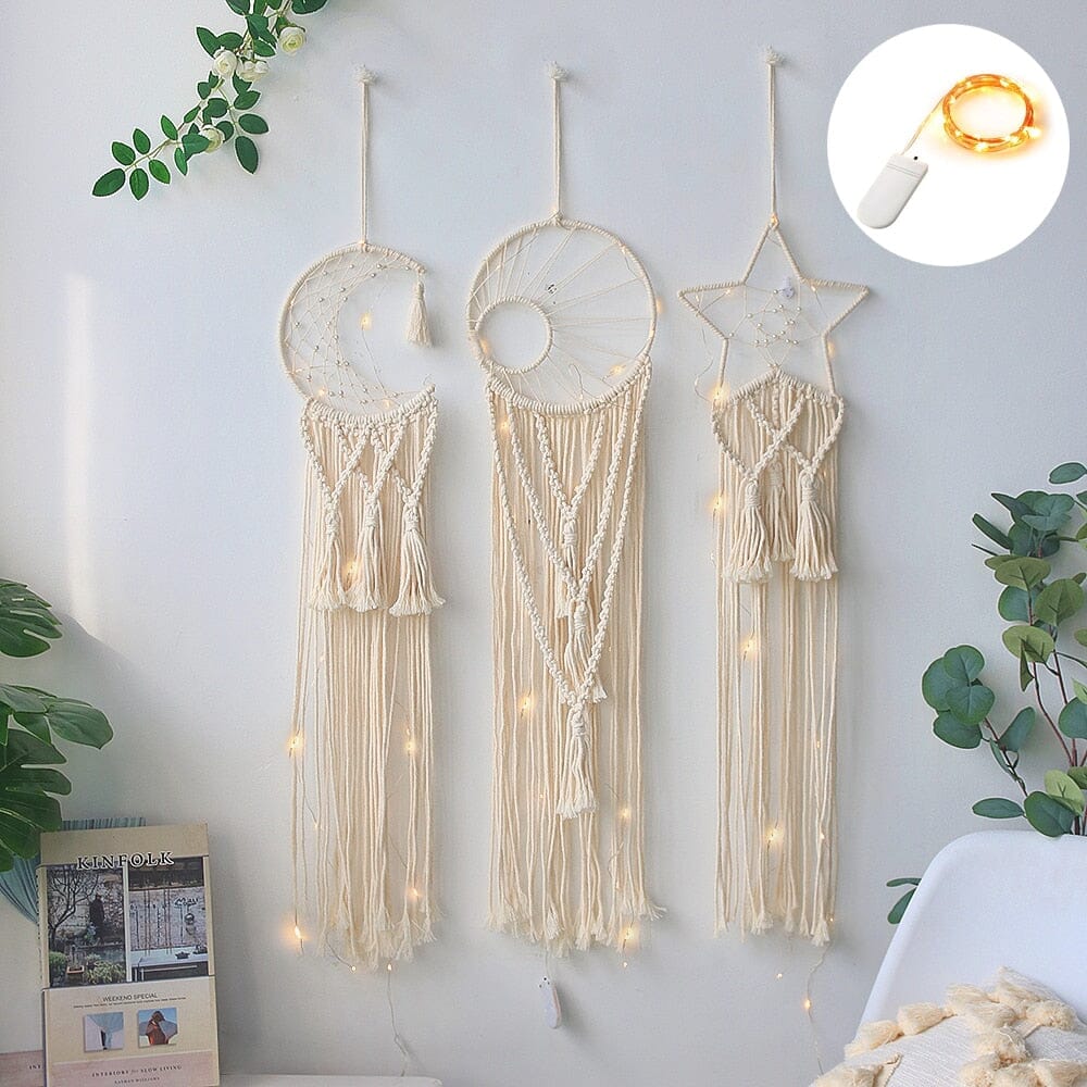 Lunara Boho Macrame Dream Catcher With Soft LED Lights