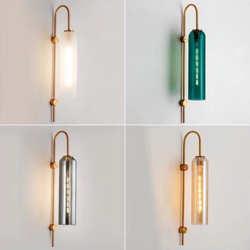 Solara Glass Wall Lamp With Sky Blue Shade And Color Options