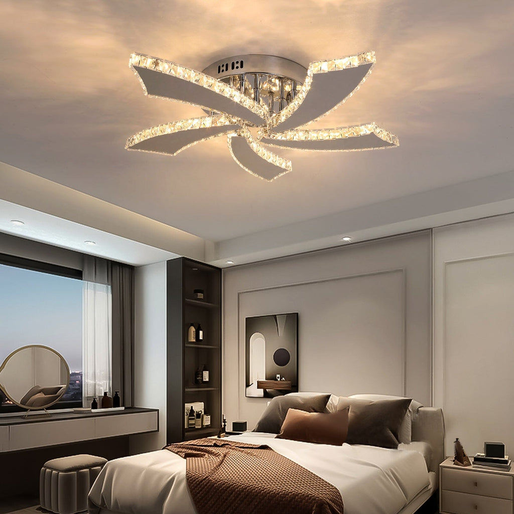 Kirnova Three Ring Crystal Ceiling Light With Clear Crystals