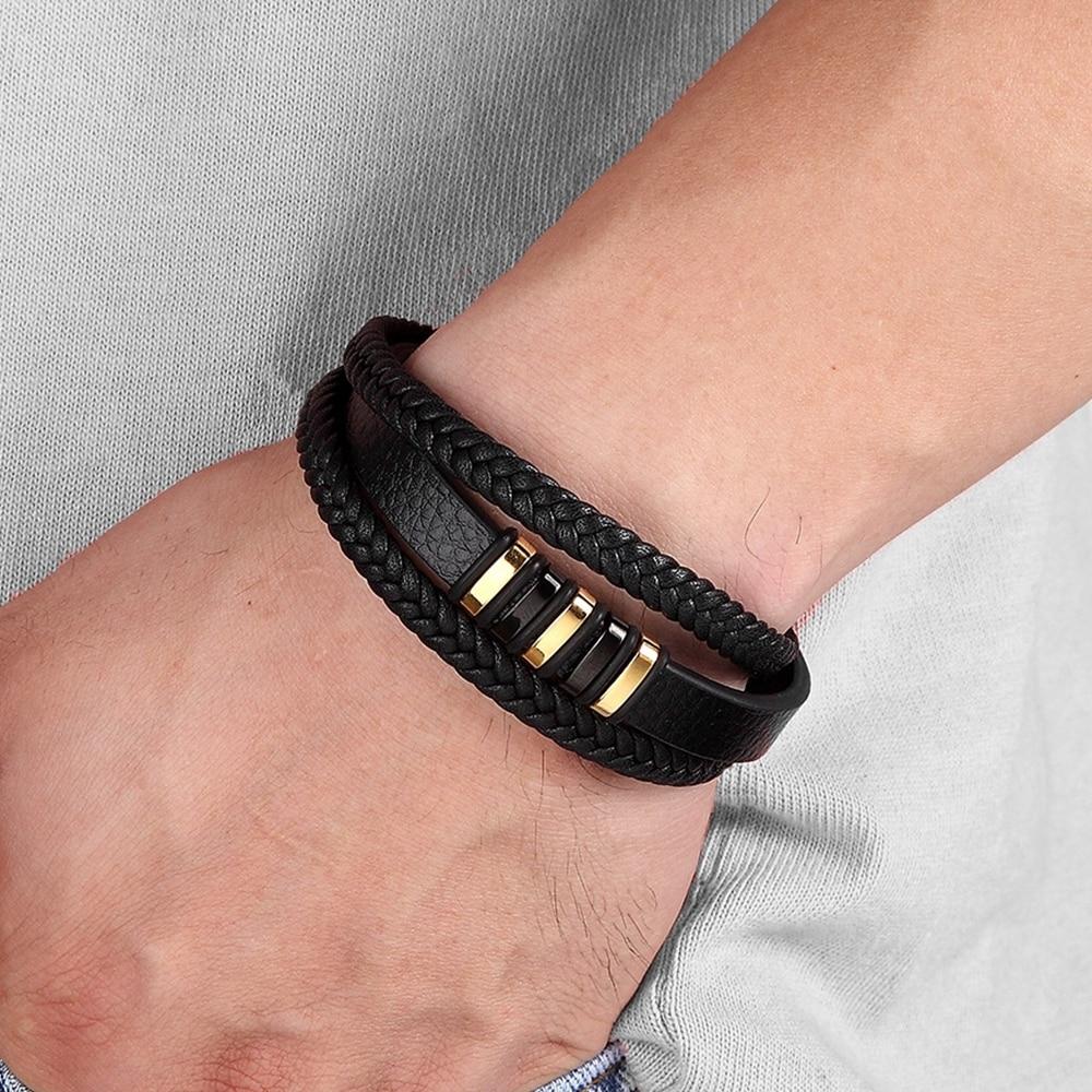 Leather elegance | Exclusive men's bracelets made of real leather for a timeless look