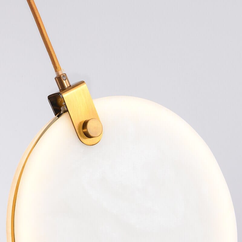 Aurea Marble Pendant Light With Round White Resin Shade And Gold Details