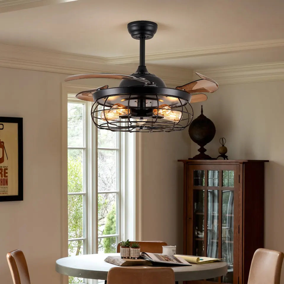 Harlow Farmhouse Black Ceiling Fan With Light Vintage Chandelier Style