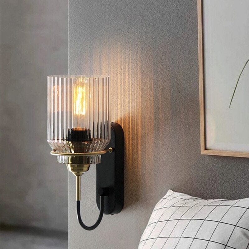 Arden Glass Wall Lamp In Nordic Style With Metal Frame And Aluminum Finish