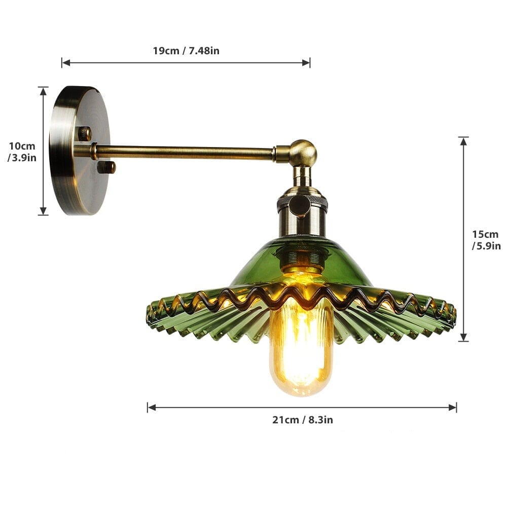 Aurelia Glass Wall Sconce With Green Stained Glass Shade And Brass Holder