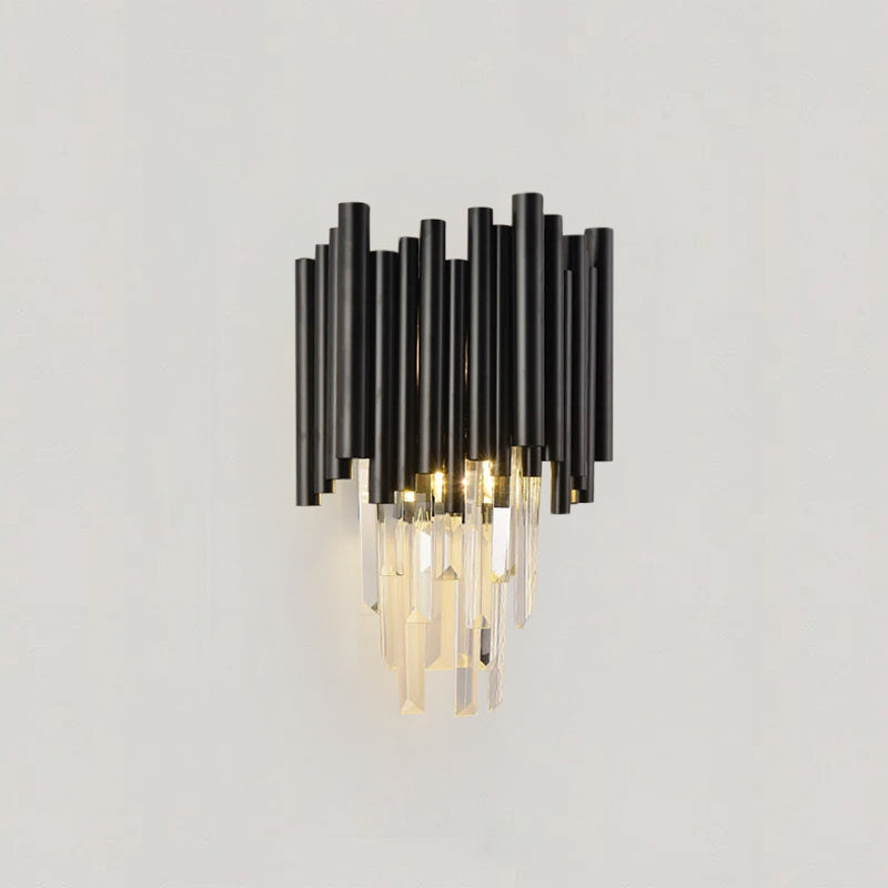 Lunara Crystal Black Wall Lamp With Crystal Accents