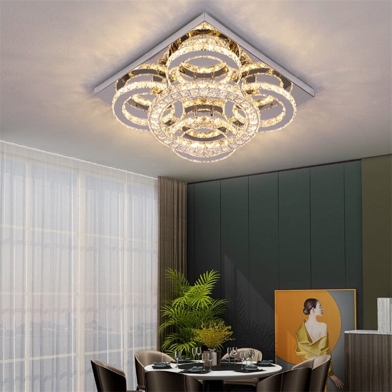NovaQuin Five-Ring Crystal Chandelier With Remote LED
