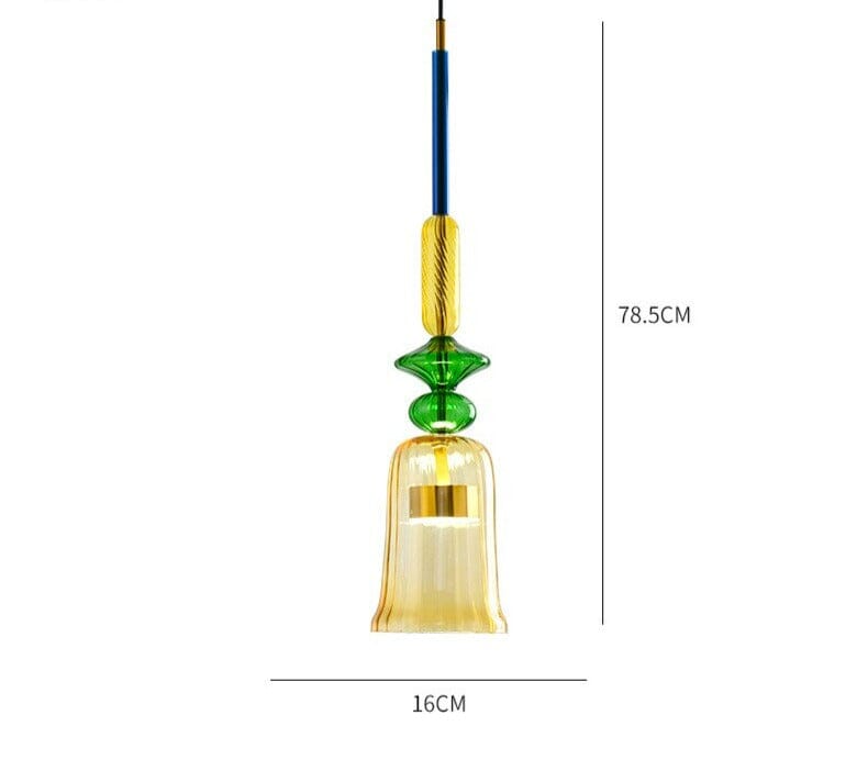 Lyra Candy Pendant Light in Brass and Glass Nordic Inspired