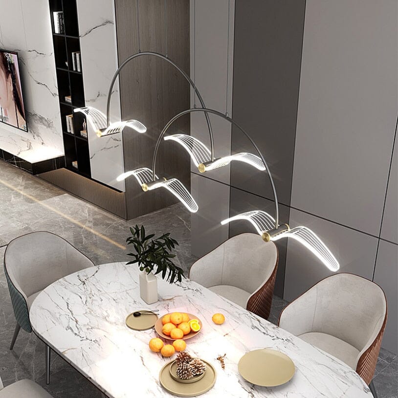 Lyrena Copperbird Dining Pendant Light With Modern Bird Silhouette And LED