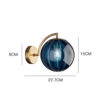 Lyra Wall Lamp With Round Stained Glass Shade Iron Frame