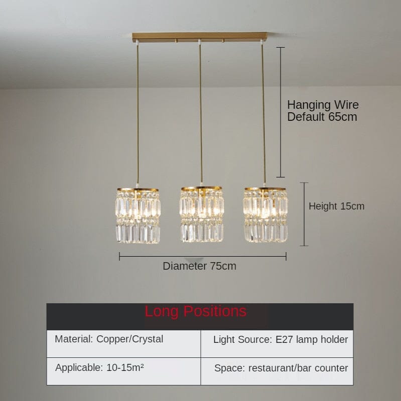 Caelum Nordic Crystal Pendant Lights With Adjustable Chain