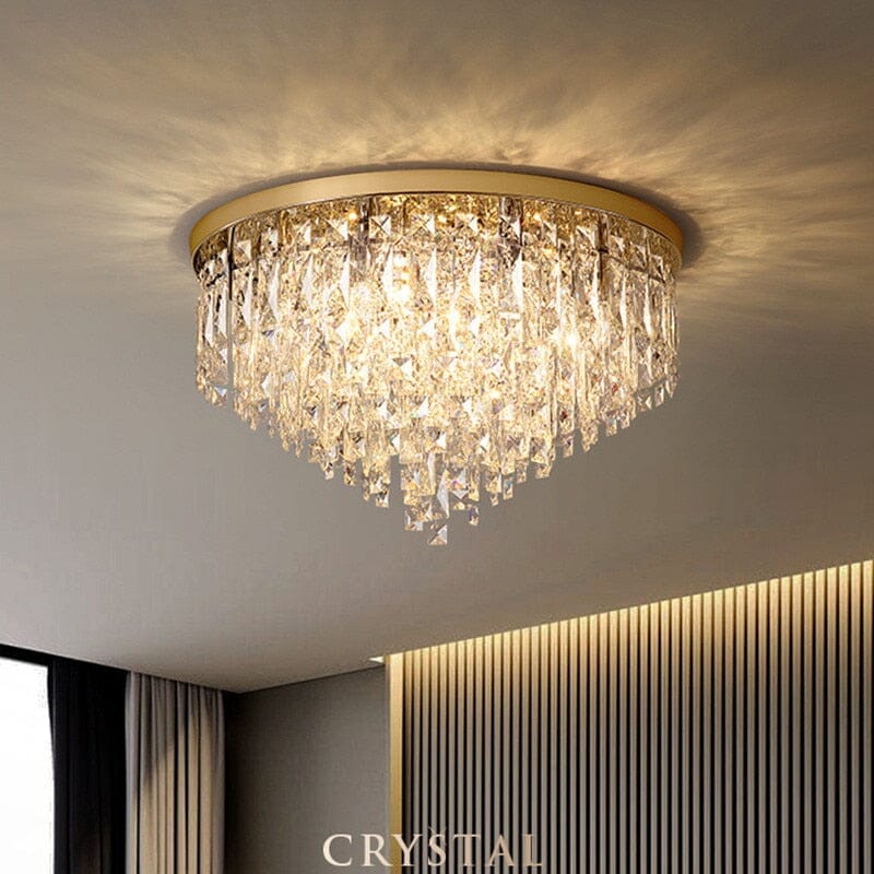 Lyra Crystal Surface Mount Lamp With Diamond Facets And Soft Glow