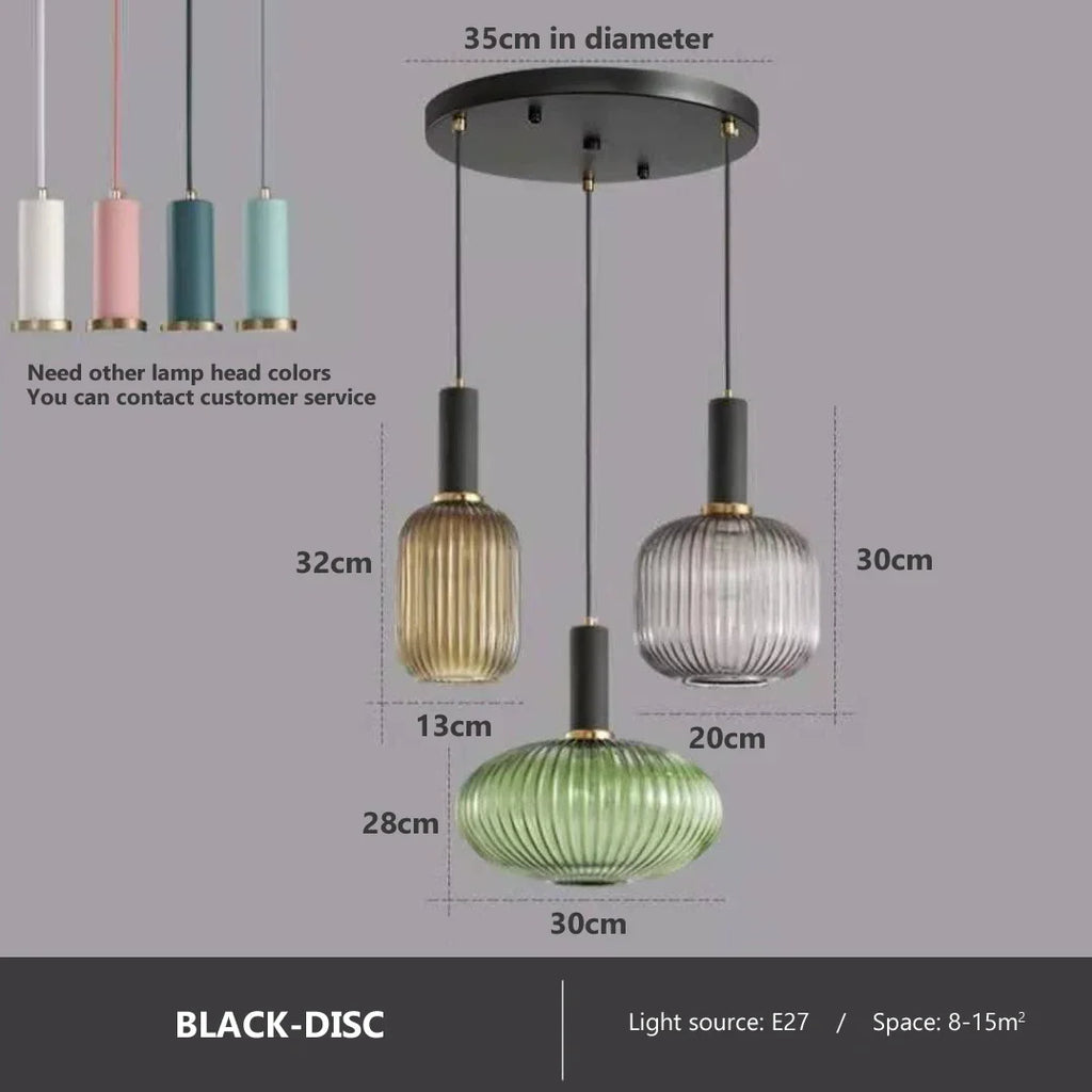Colorful Retro Glass Pendant Light – Creative LED Hanging Light for Living Room and Bedroom