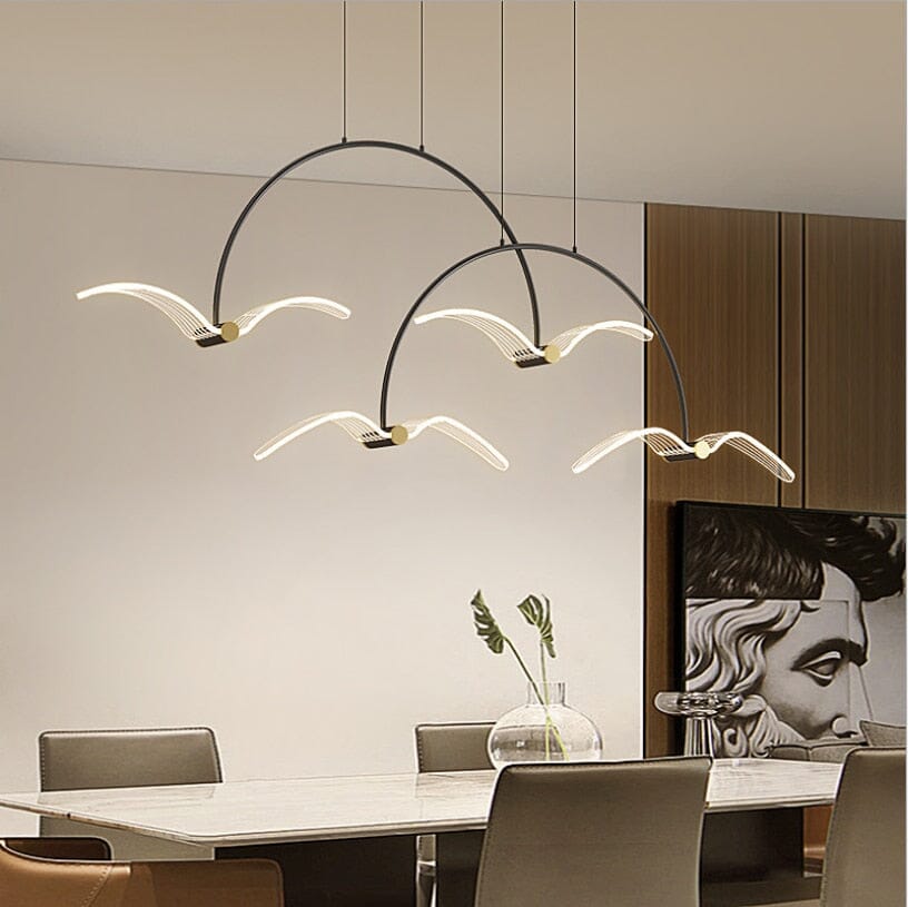 Lyrena Copperbird Dining Pendant Light With Modern Bird Silhouette And LED