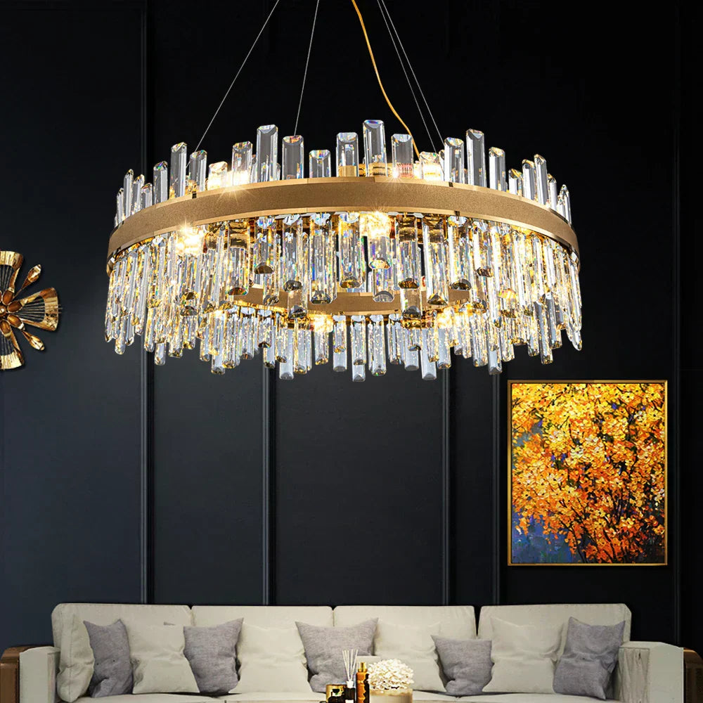 Luminelle Crystal and Titanium Gold Lighting Collection