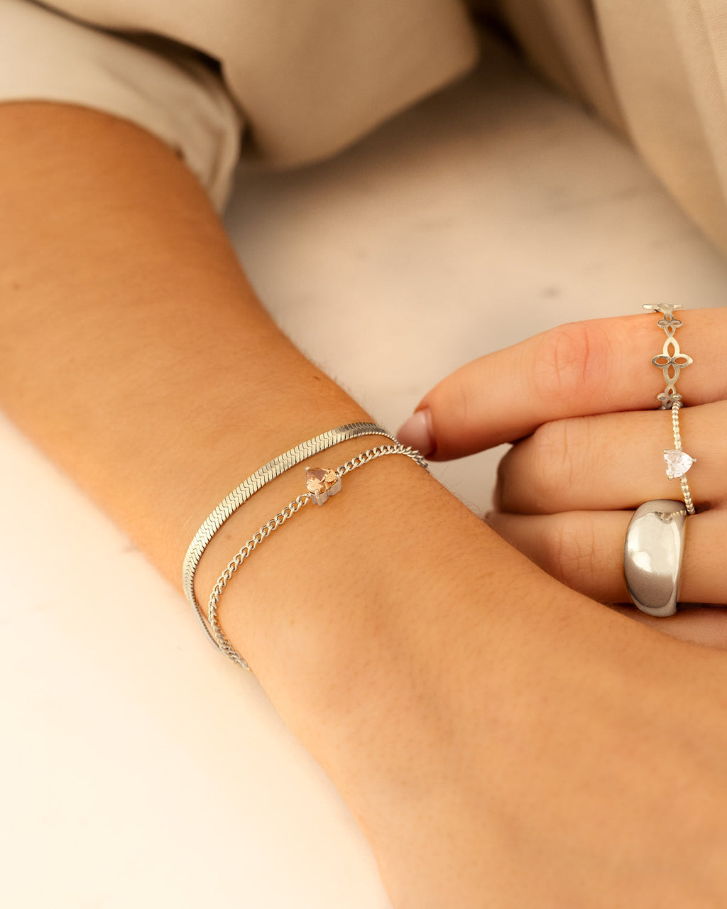 Heart birth stone bracelet