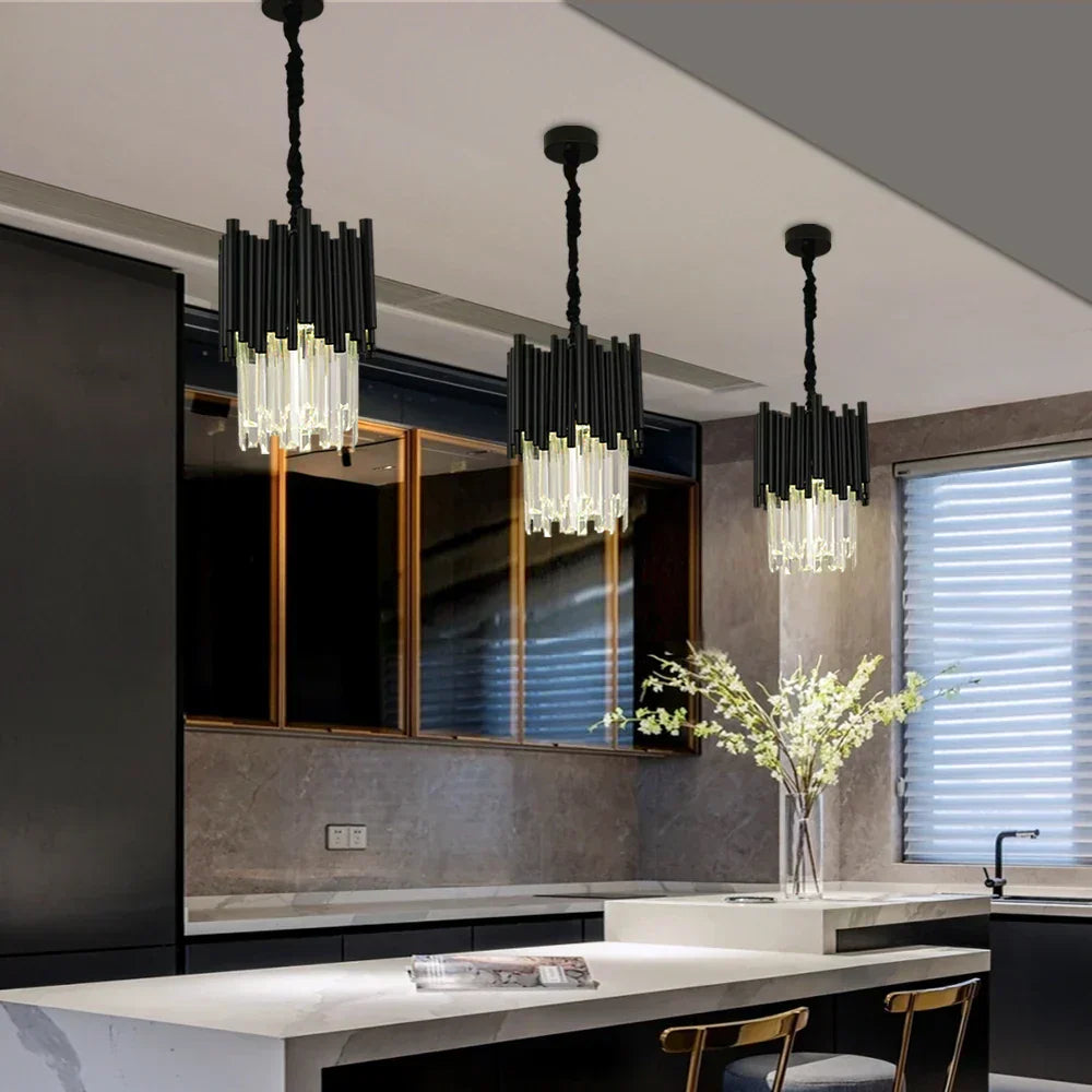 Aurelia Black Crystal Pendant Light in Durable Aluminum