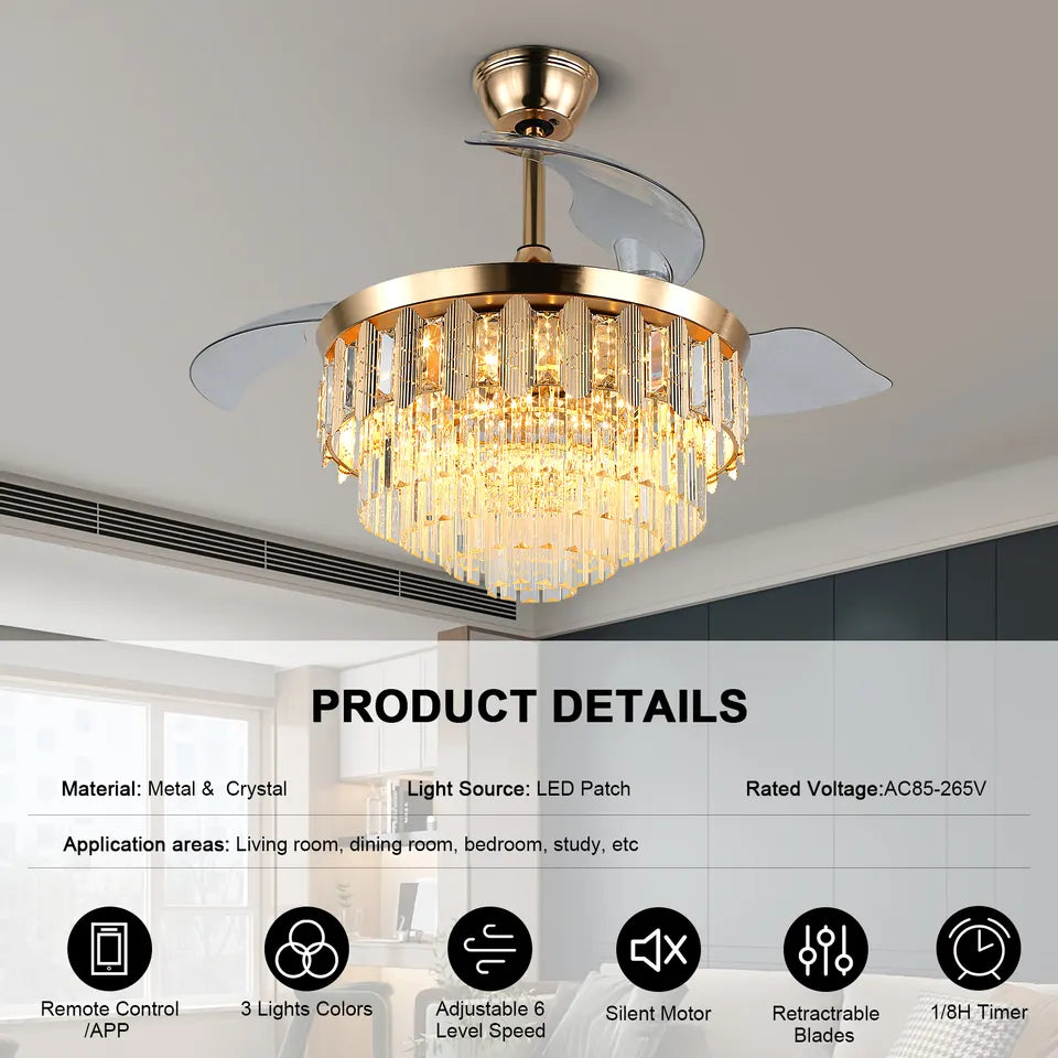 Solara Gold 42-Inch Ceiling Fan | Rust Resistant Finish