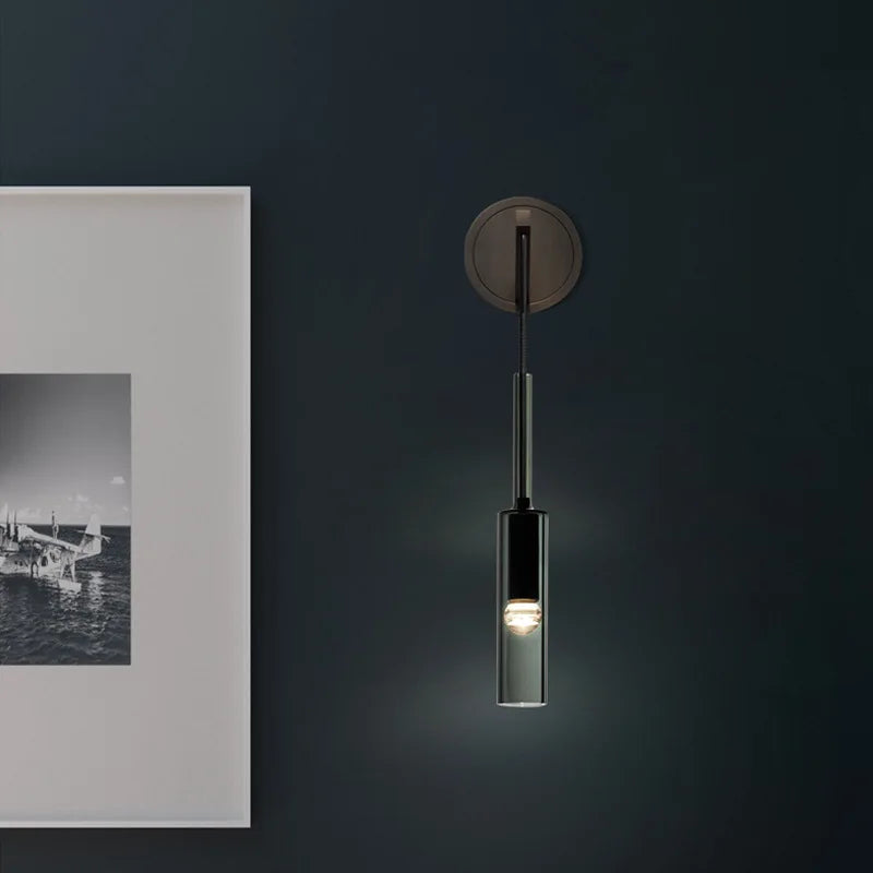 Asterra | Smoky Gray Glass Bottle Wall Lamp in Smoked Black
