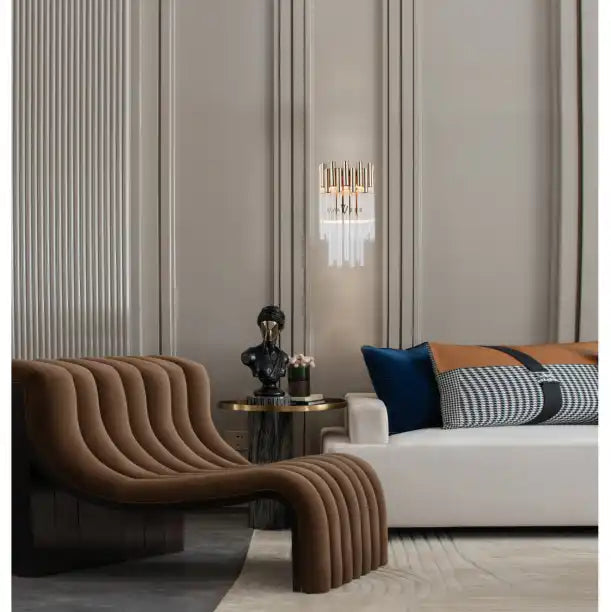 Aurelia Crystal Wall Lamp Adjustable Golden Round Glass With Plum Blossom Tubes