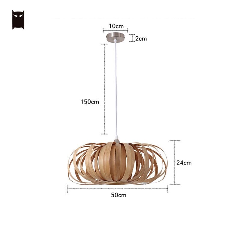 NovaLume Autumn Pumpkin Wood Pendant Light With Iron Finish