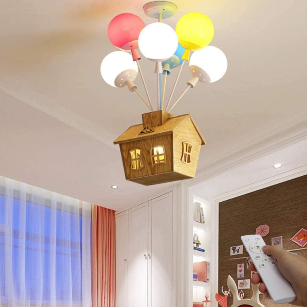 HolzZauber | Children's room LED ceiling light – dimmable with remote control, in balloon design