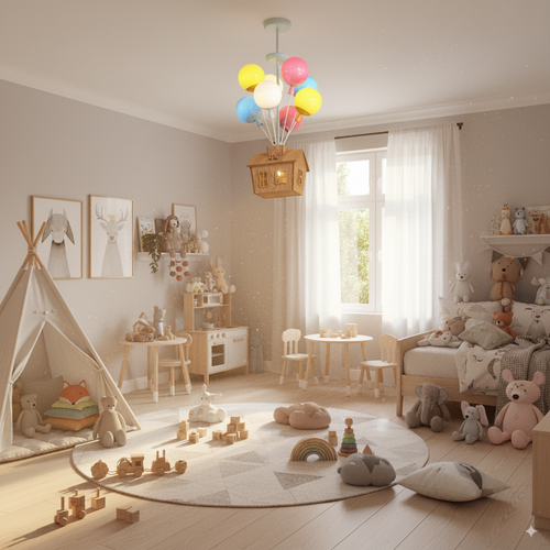 HolzZauber | 儿童房LED吸顶灯 – 带遥控调光，气球造型