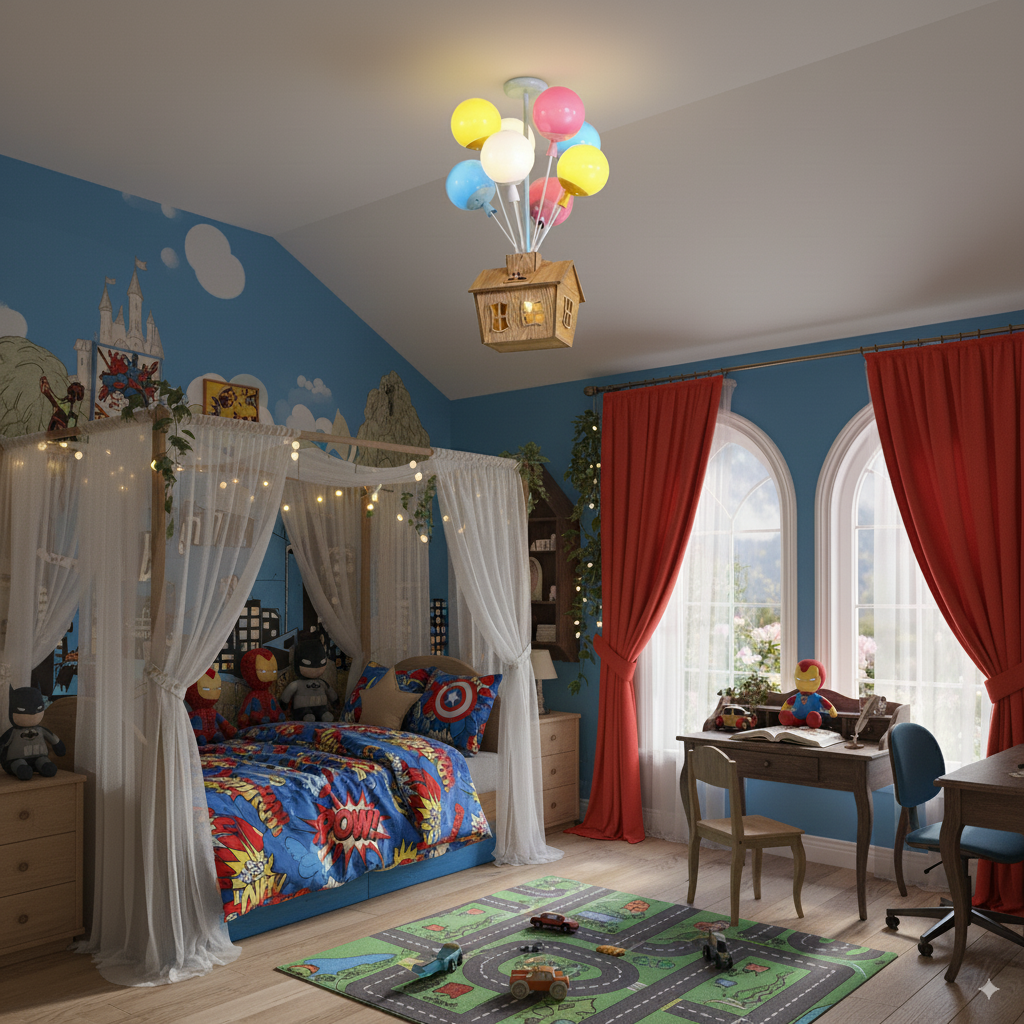 HolzZauber | Children's room LED ceiling light – dimmable with remote control, in balloon design