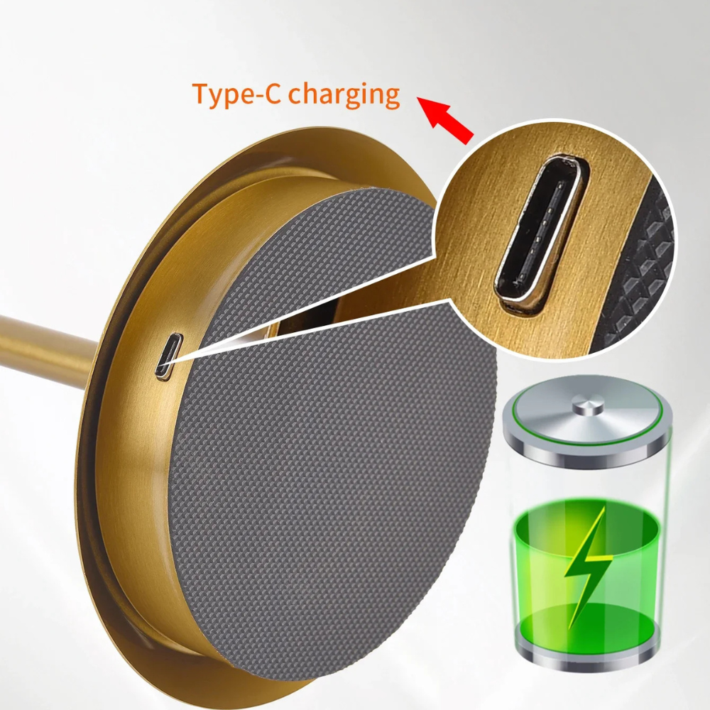 Lámpara de mesa con batería estilo hotel chic