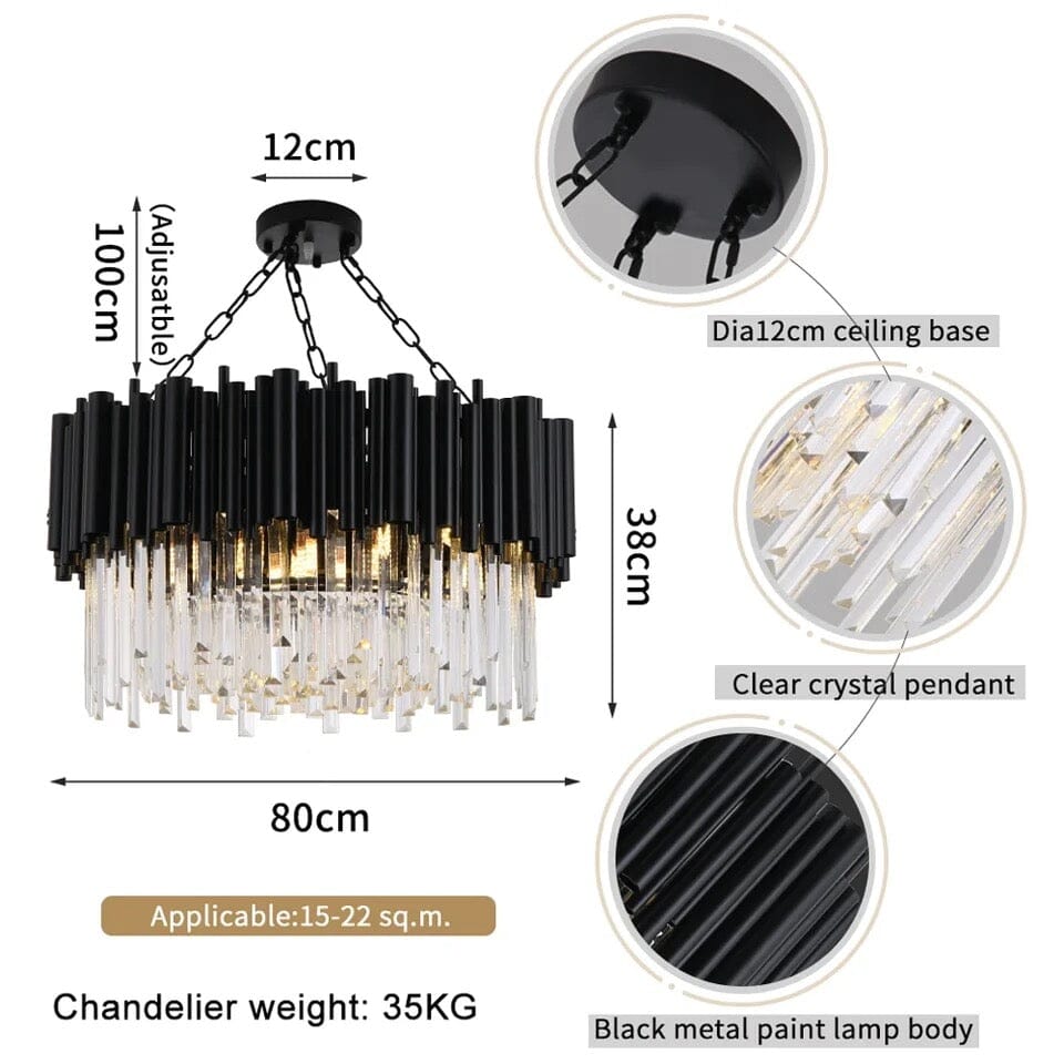 LustreNova Crystal Chandelier Collection in Matte Black Finish