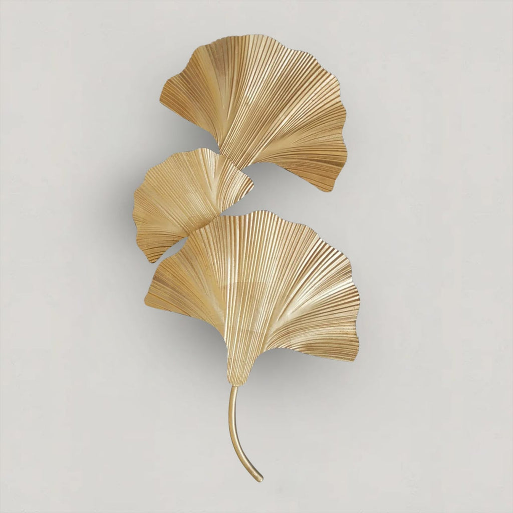 Aurelle Leaf Wall Lamp Mid Century Style With Warm Gold Finish