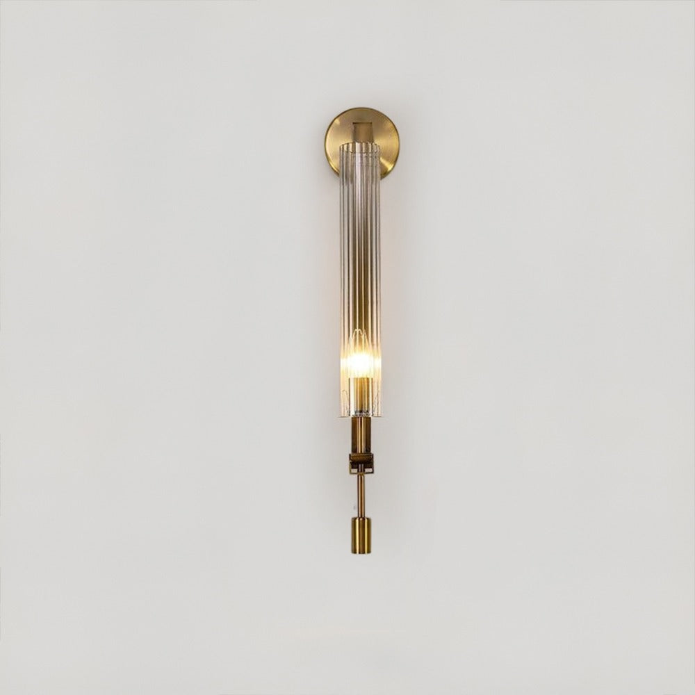 Aurelia Copper Base Wall Lamp With Edison Ribbed Glass Cylinders