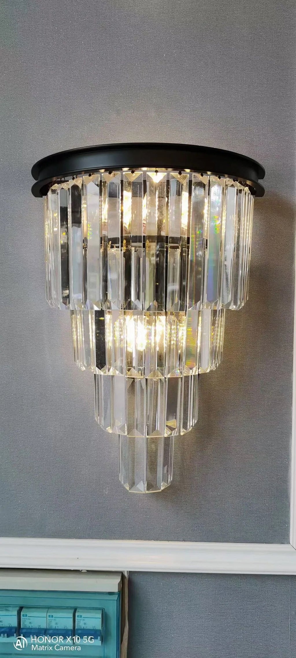 Solara Crystal Wall Lamp in Stainless Steel Frame with K9 Crystals