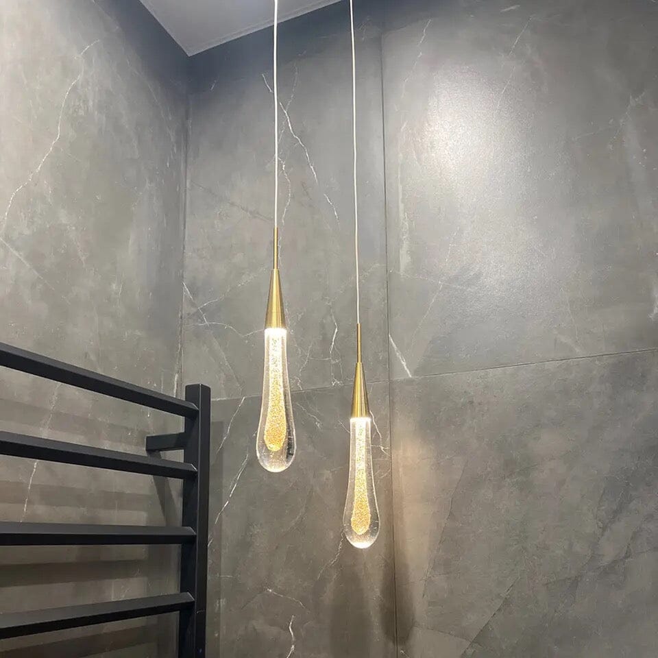 Aurora Golden Droplet Crystal Pendant Lights for Homes and Offices