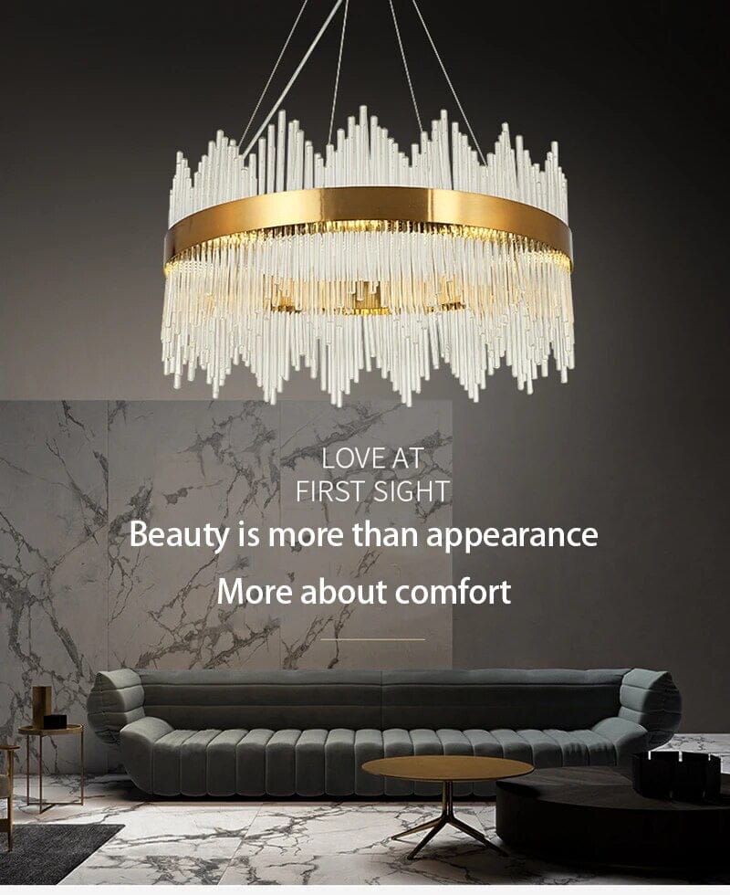 Astraeon Crystal Chandelier with Clear Glass Shade for Warm Enduring Glow