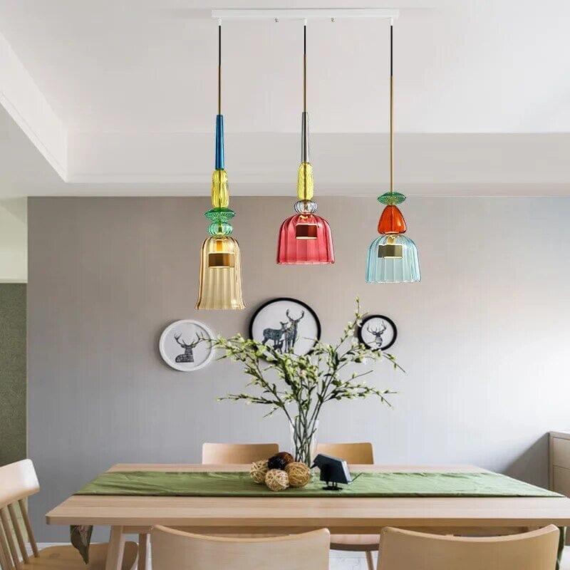 Lyra Candy Pendant Light in Brass and Glass Nordic Inspired