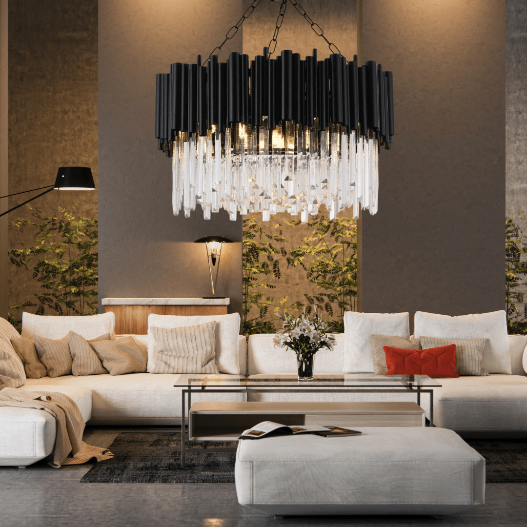 LustreNova Crystal Chandelier Collection in Matte Black Finish