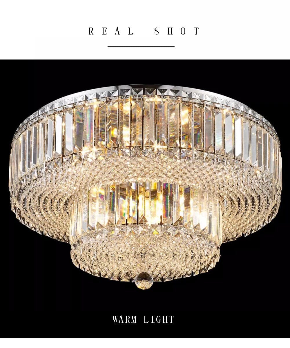 Elara Dual-Crystal LED Ceiling Chandelier For Modern Brilliance