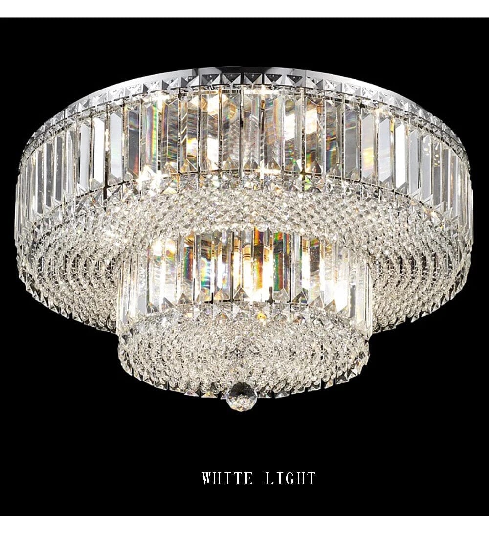 Elara Dual-Crystal LED Ceiling Chandelier For Modern Brilliance
