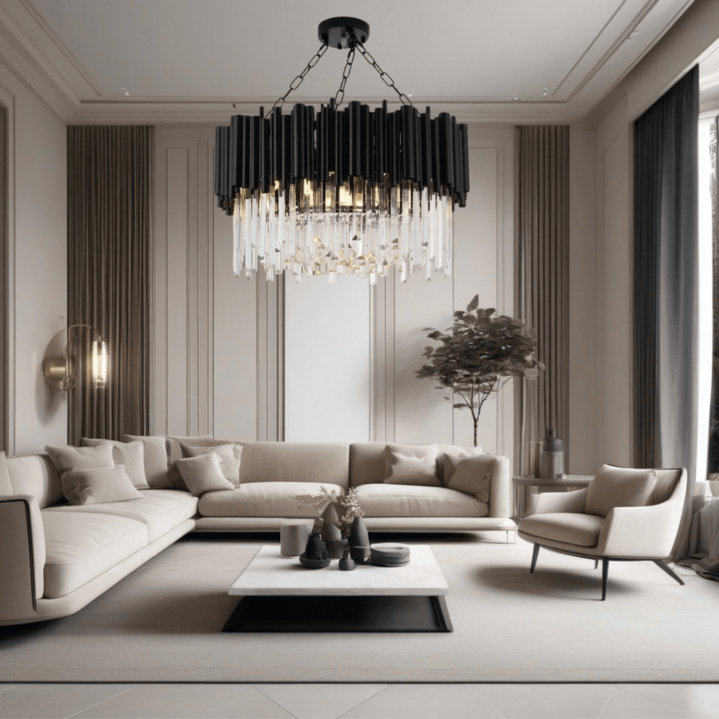 LustreNova Crystal Chandelier Collection in Matte Black Finish