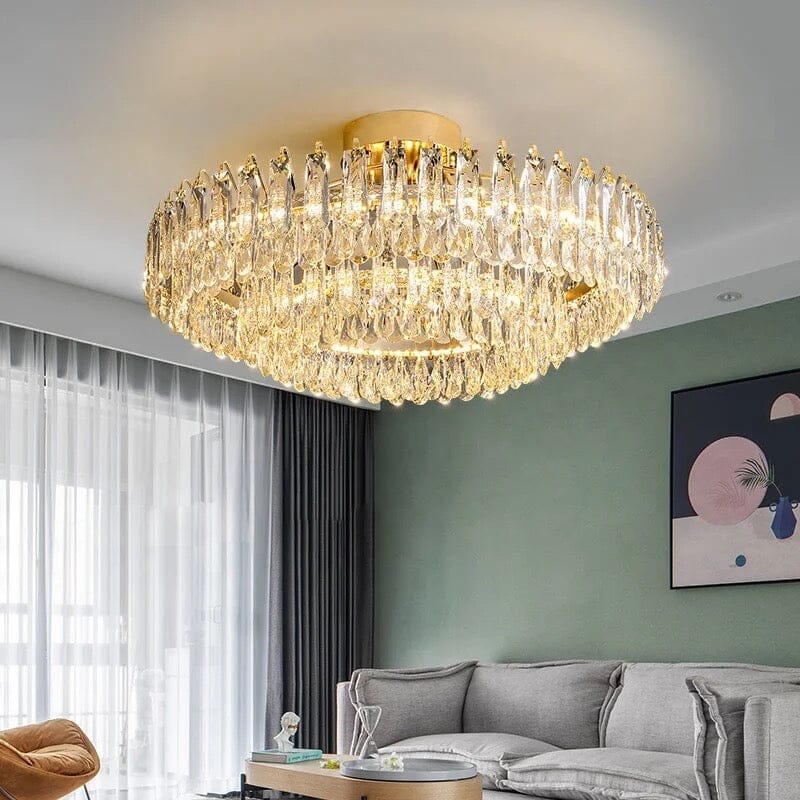Lumistra Signature Crystal Ceiling Light In Gold Or Chrome With K9 Crystals