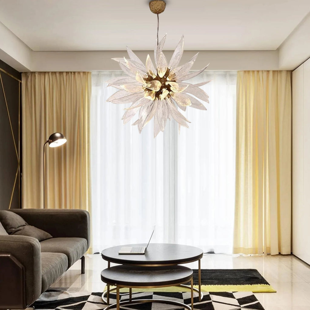 Aurelia Sunflower Glass Chandelier With Copper Body And LED Glow