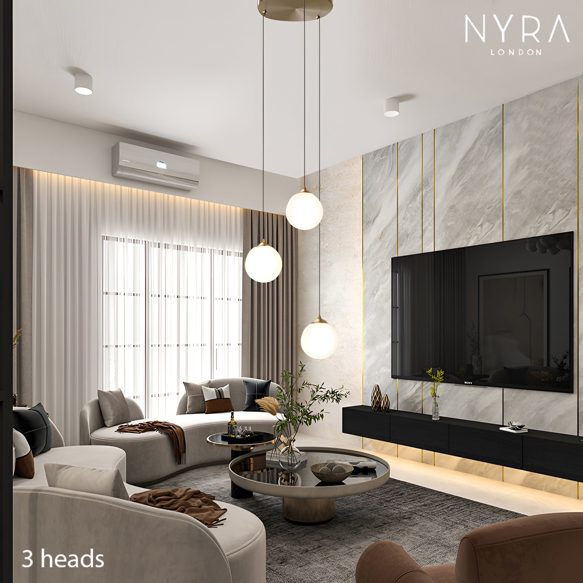 Aurelle Orbit 地球仪吊灯，银色顶盖饰面