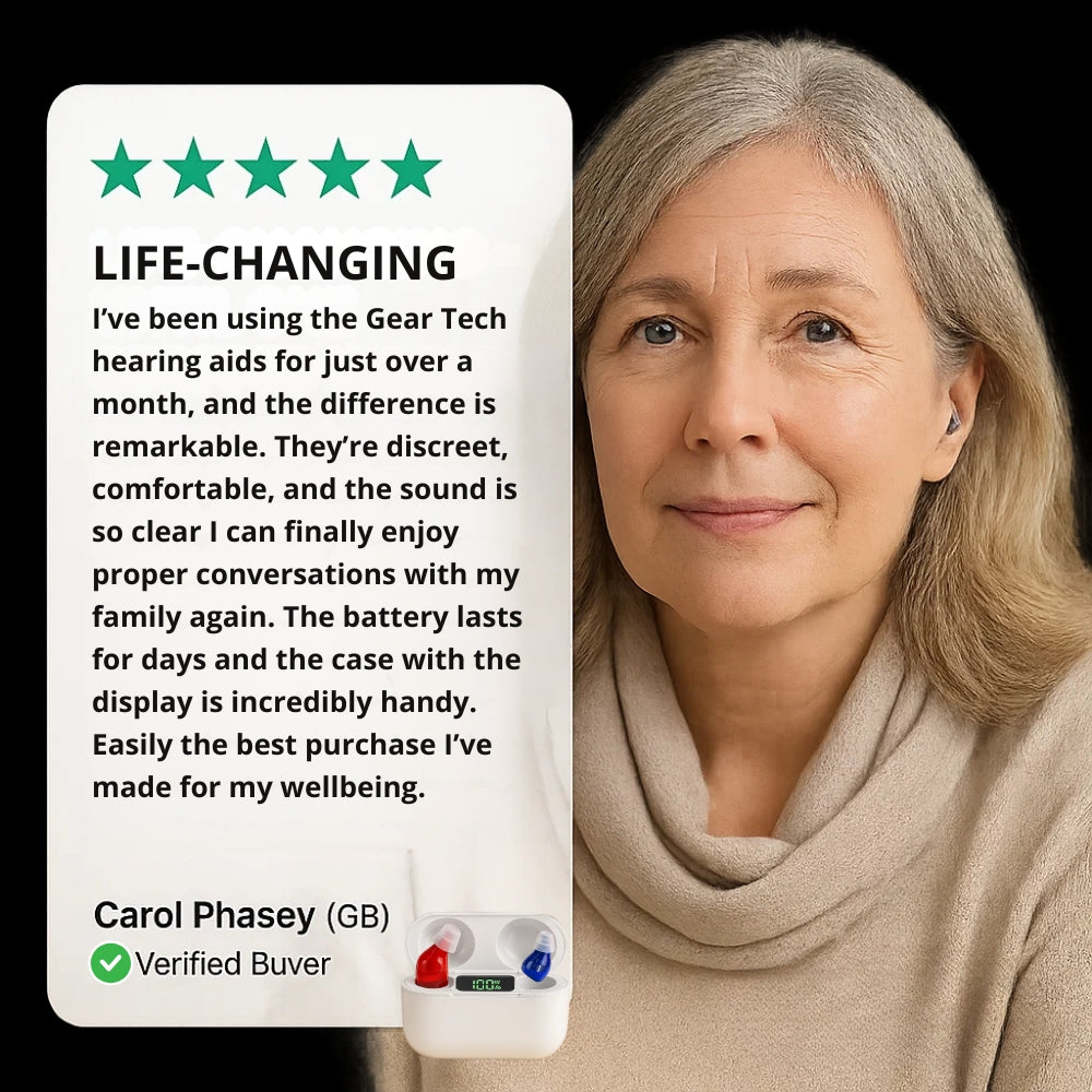 クリアな音質、長持ちバッテリー、快適な装着感を提供する日常使用向けの充電式カナル型補聴器