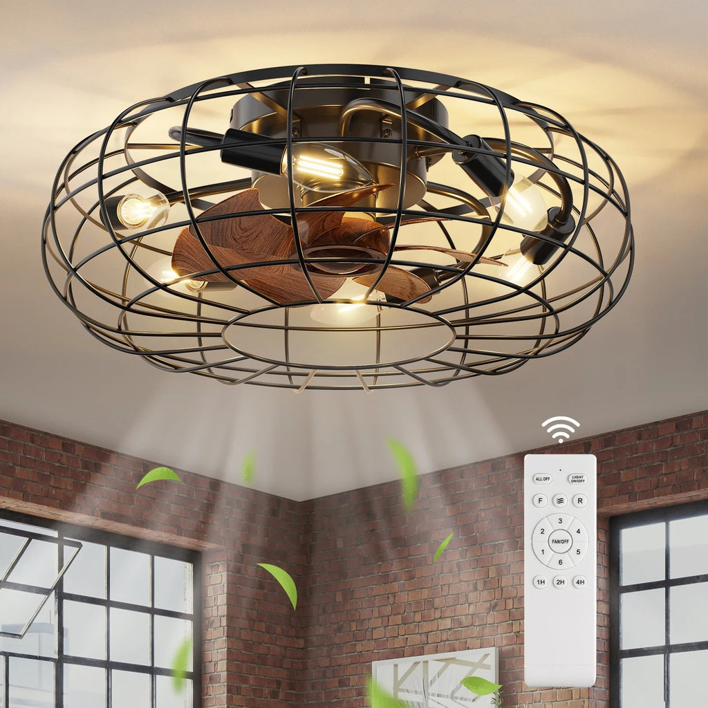 Industrial fan ceiling light with remote control