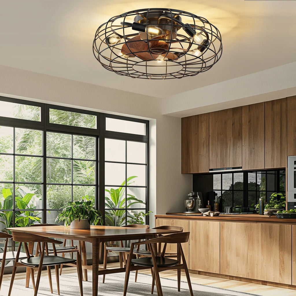 Industrial fan ceiling light with remote control