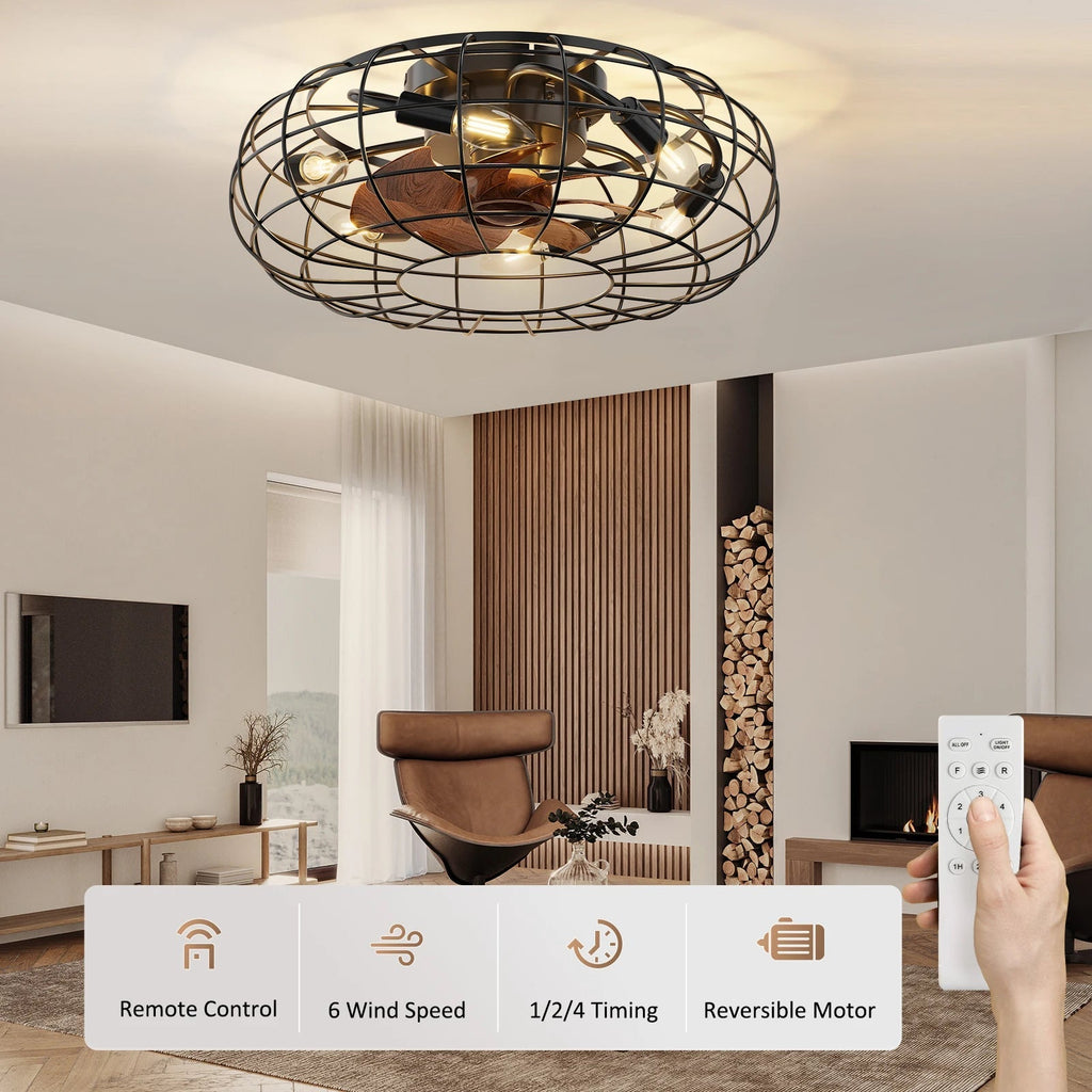 Industrial fan ceiling light with remote control