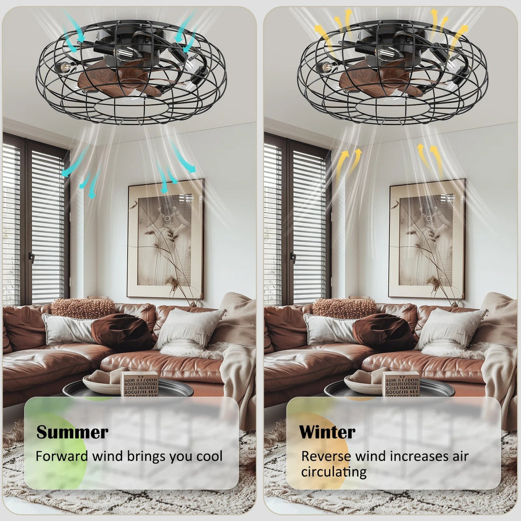 Industrial fan ceiling light with remote control