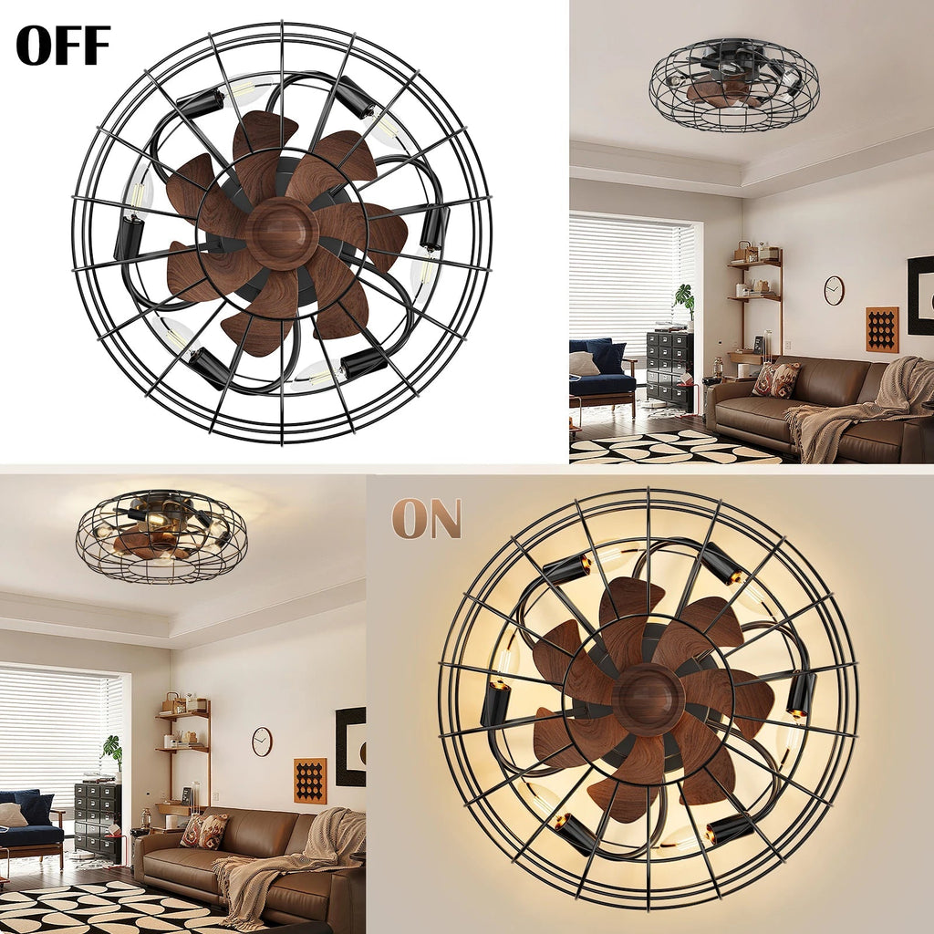 Industrial fan ceiling light with remote control